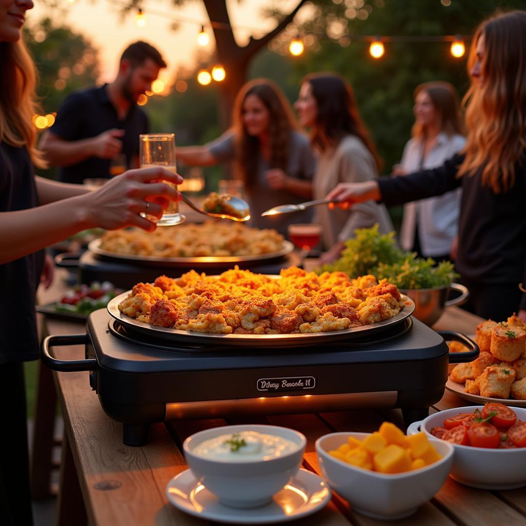 Tabletop Food Warmer Used at an Outdoor Event