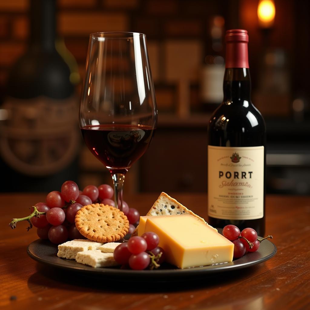 Tawny Port with Cheese and Crackers