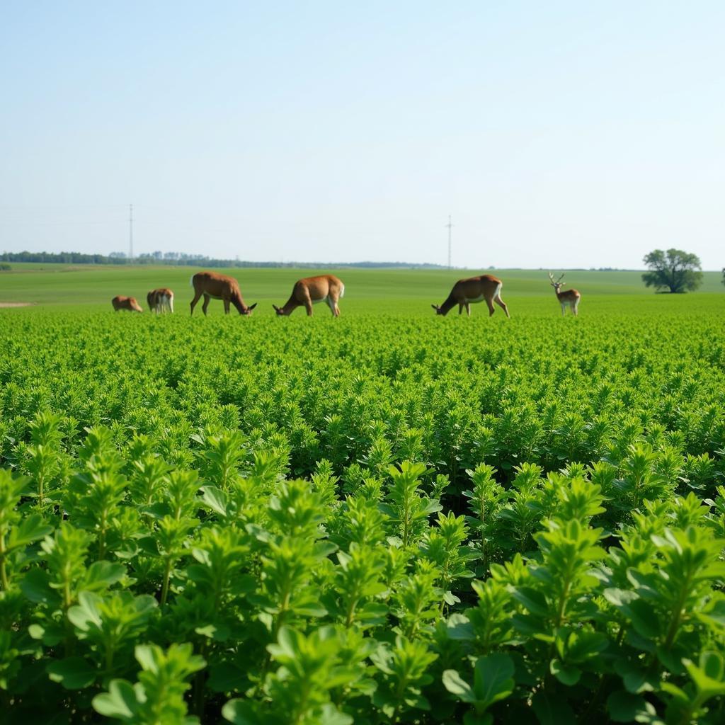 Thriving Alfalfa Food Plot Attracting Wildlife