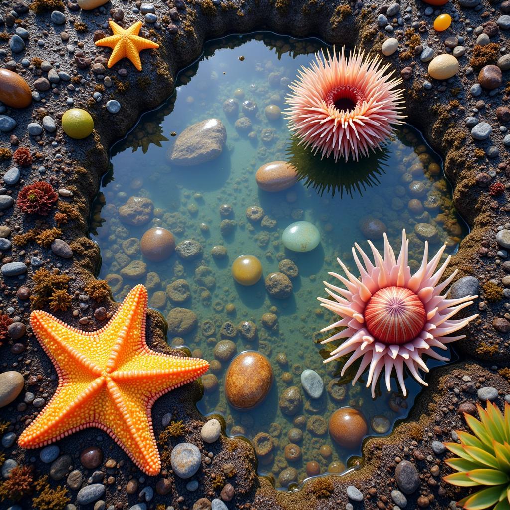 An overview of a tide pool ecosystem