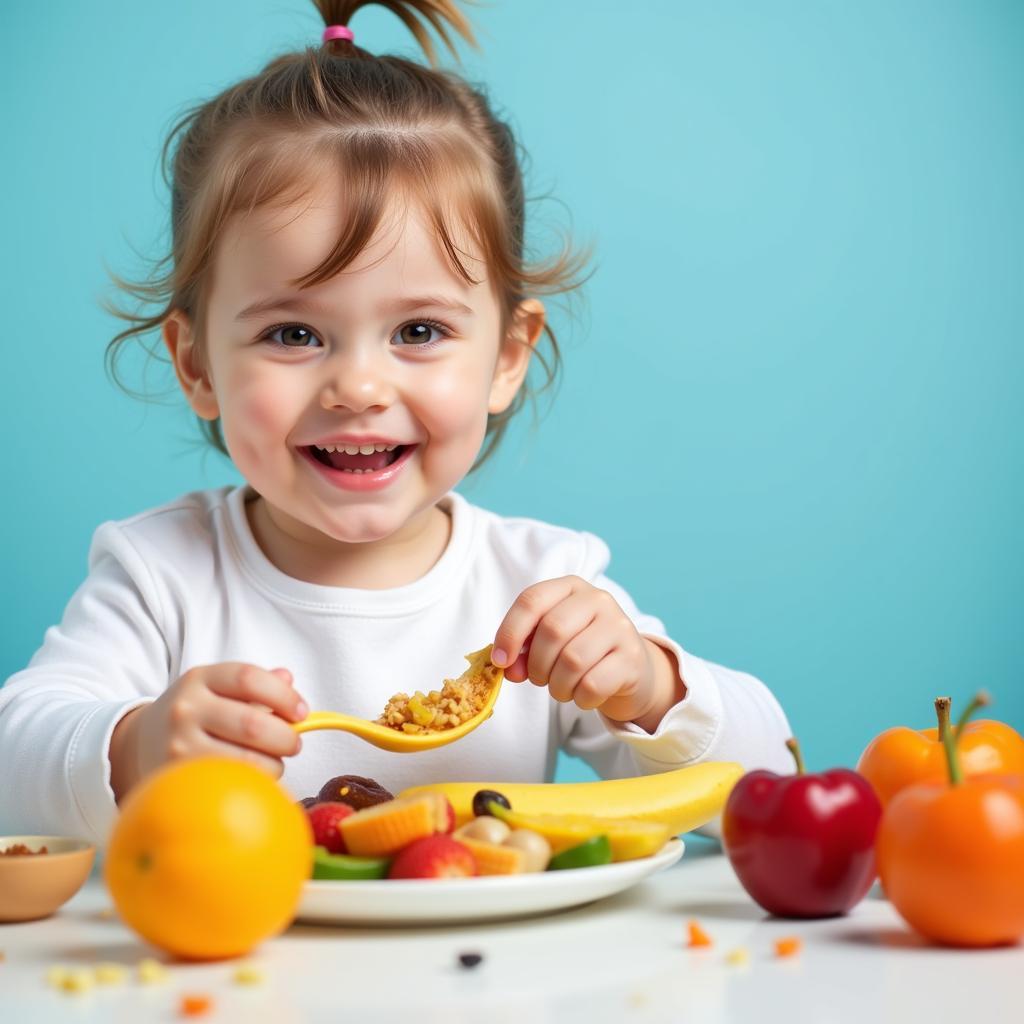 Toddler enjoying a healthy meal