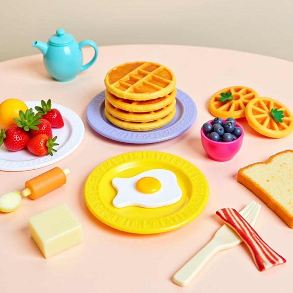 Colorful Toy Breakfast Food Set for Kids Pretend Play