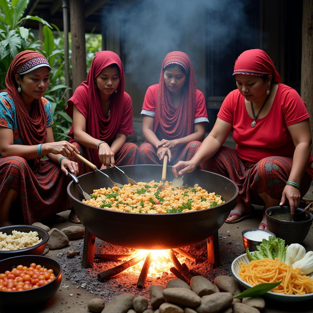 Traditional Food Preparation at a Cultural Festival