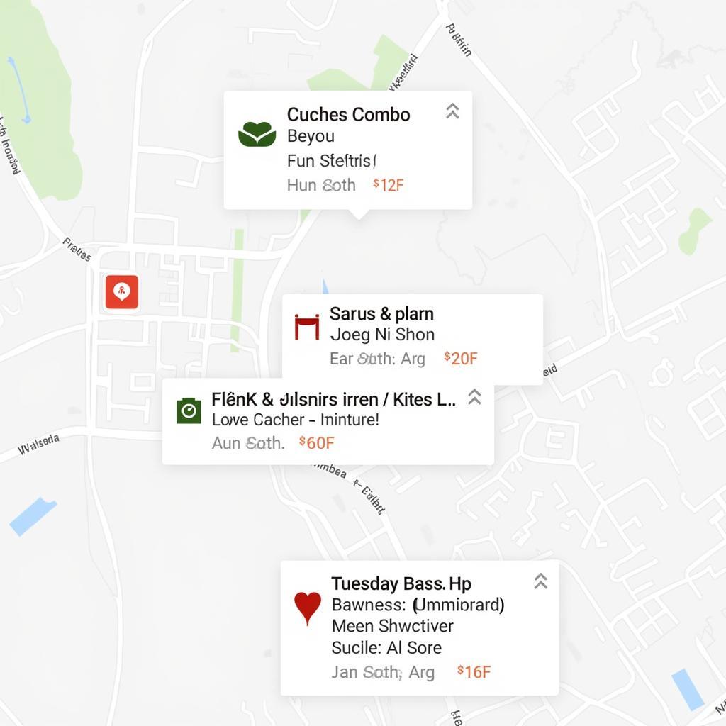 Tuesday food deals map showing various restaurants and their offers.