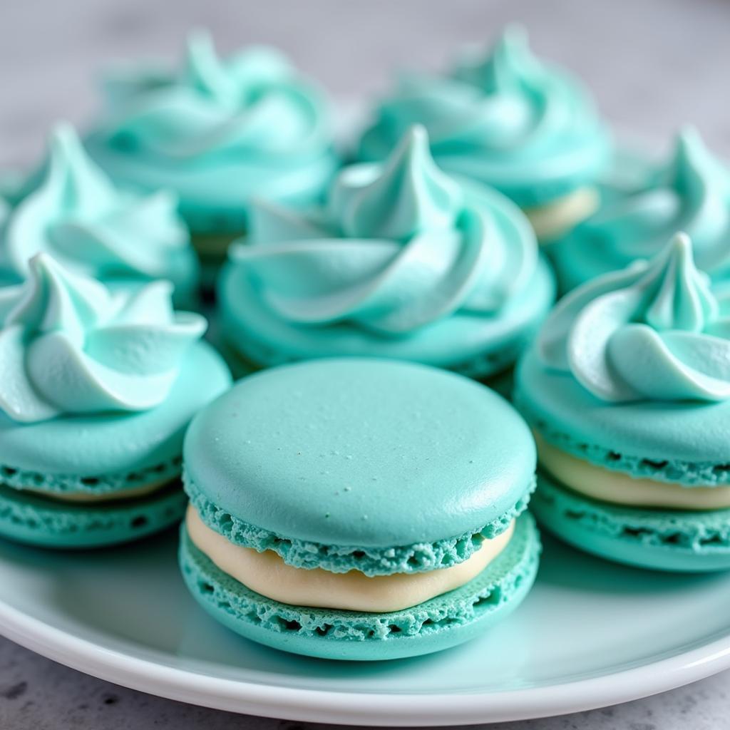 Turquoise Macarons and Meringues