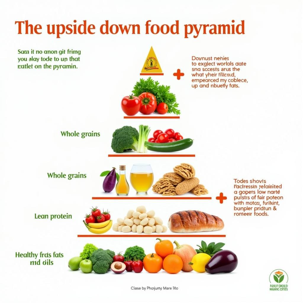 Upside Down Food Pyramid Illustrating Healthy Eating Habits