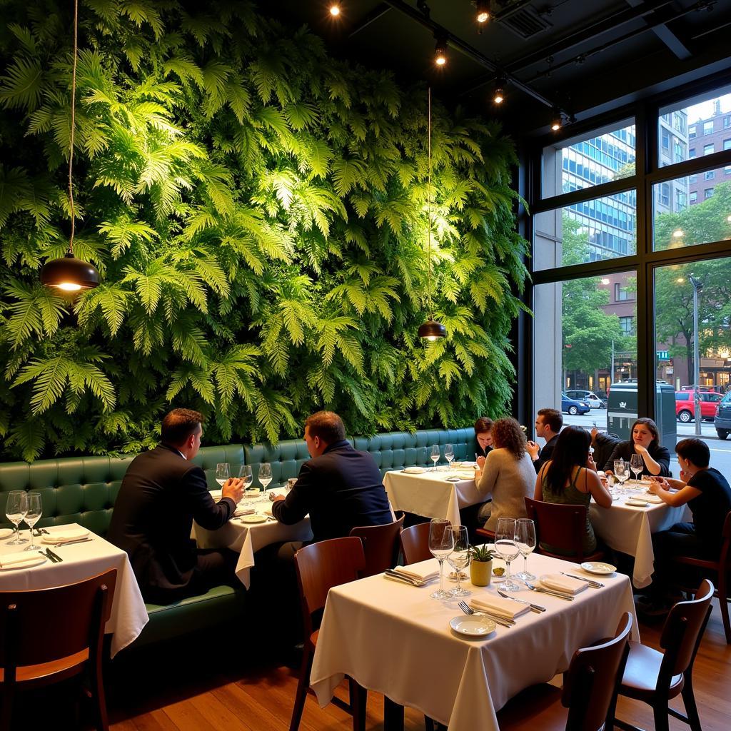 Fern Wall in a Modern Urban Restaurant