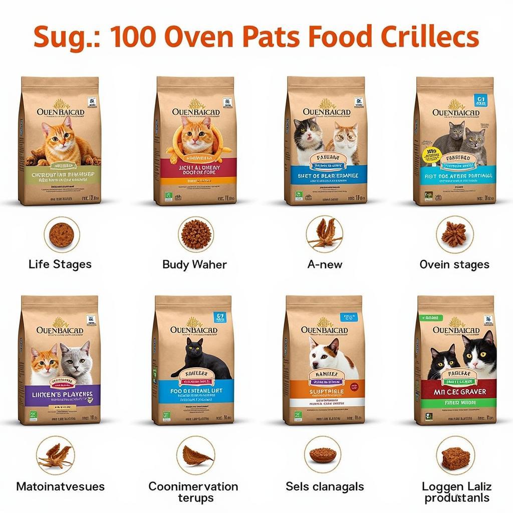 Different flavors and types of oven-baked tradition cat food.