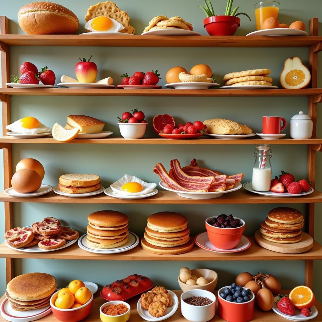 Variety of Toy Breakfast Foods Displayed