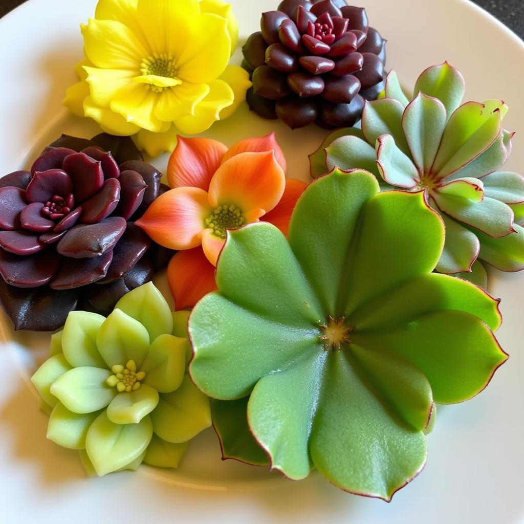 Various Edible Succulents Prepared for a Meal