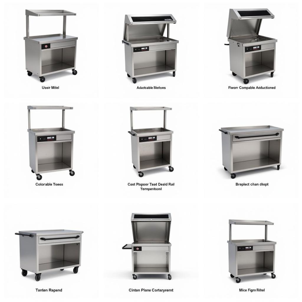 Various Food Warmer Carts in Different Sizes and Features