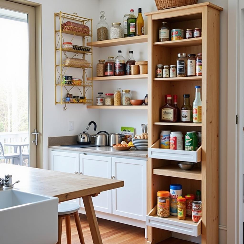 Vertical Food Rack Storage in a Small Kitchen