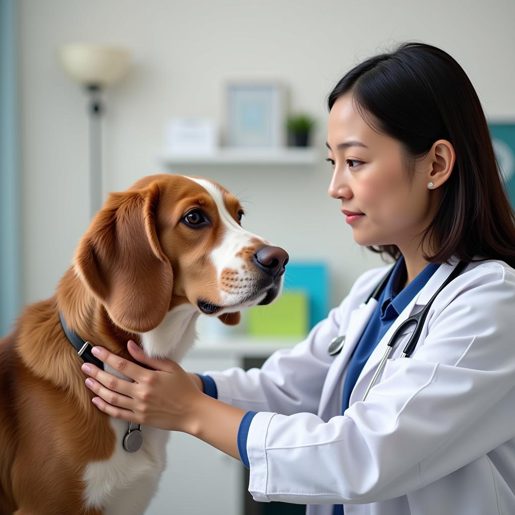 Vet Examining Dog