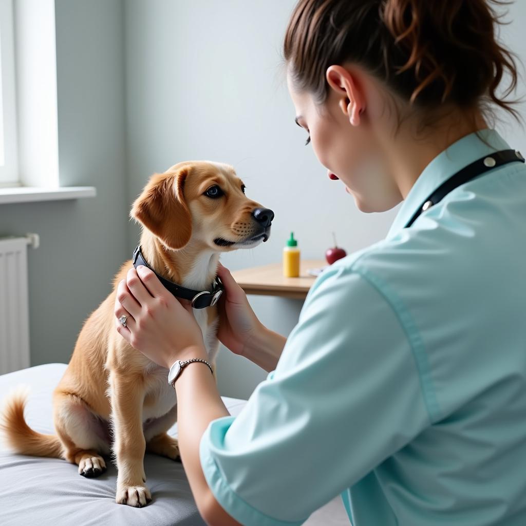 Veterinarian Examining a Dog