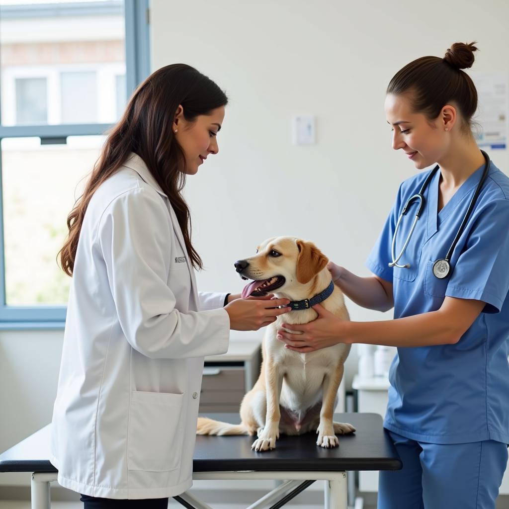 Veterinarian Examining Dog