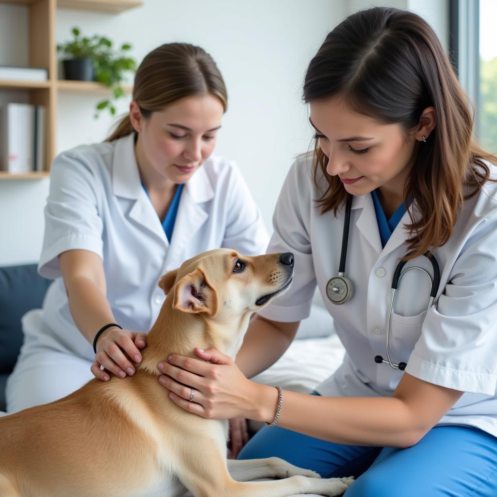 Veterinarian Examining a Dog for Seizures