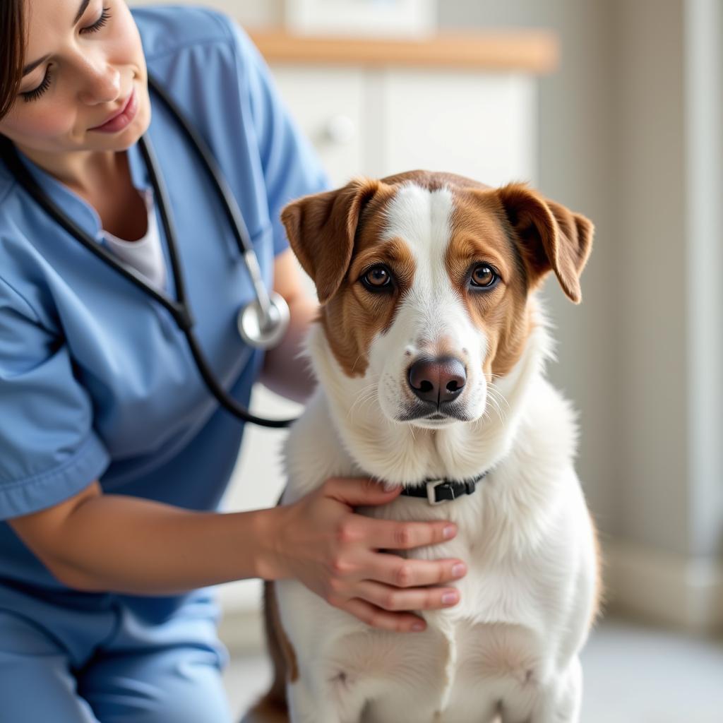 Veterinarian Examining a Senior Dog