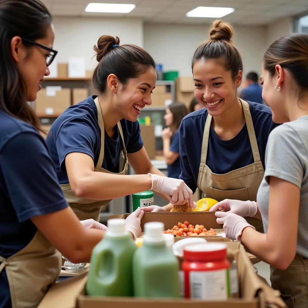 Volunteers Sorting Food Donations