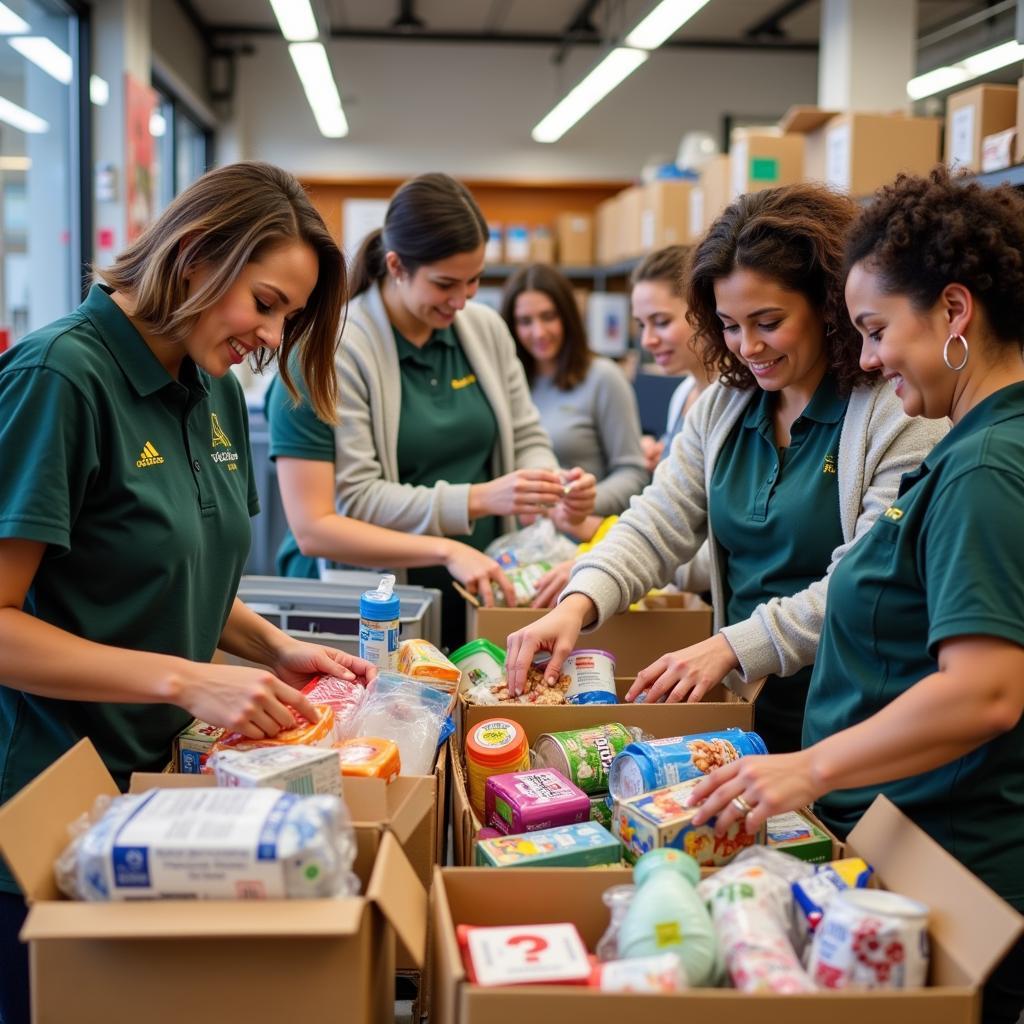 Volunteers Sorting Food Donations at a Lakeland Food Pantry
