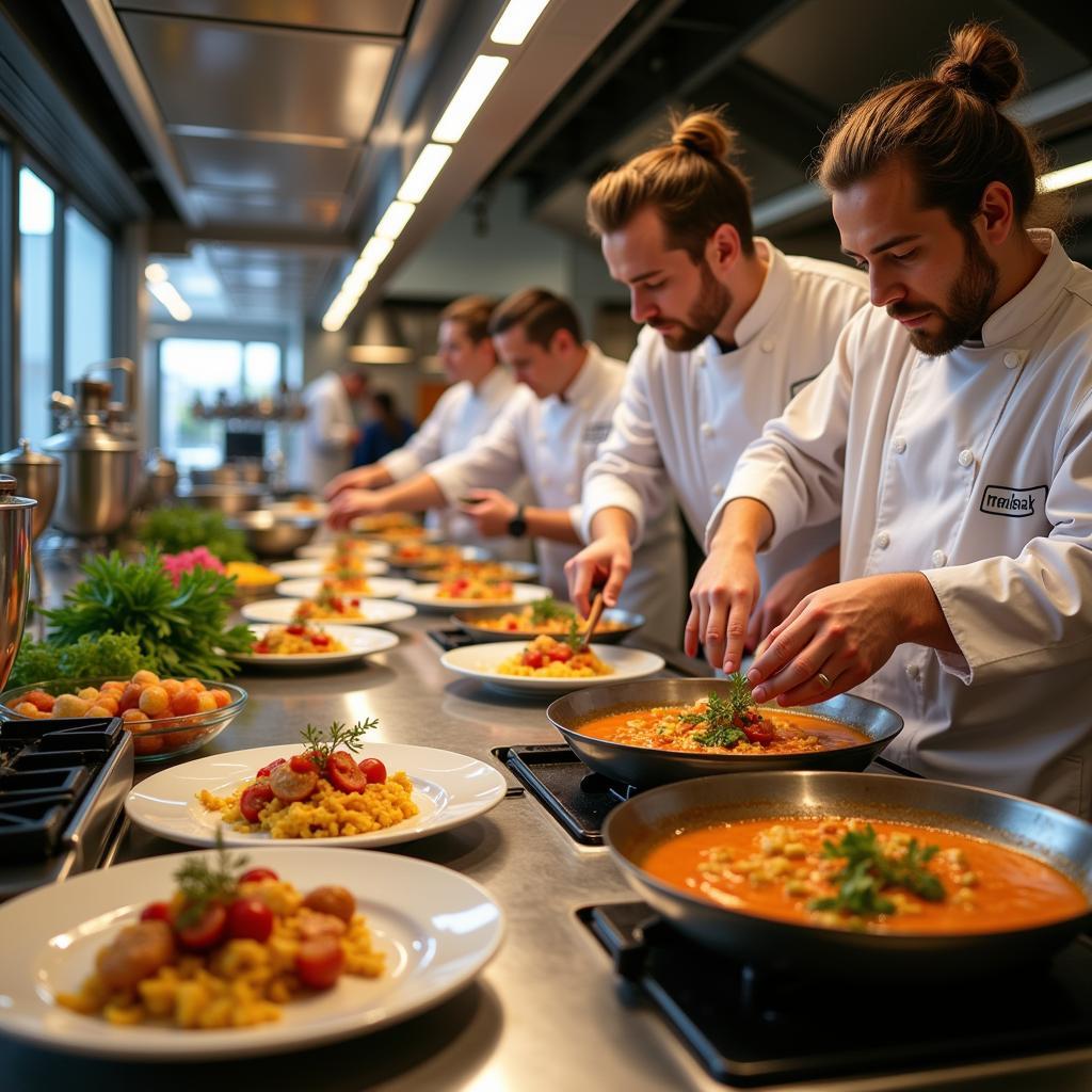 Chefs preparing gourmet dishes at the WEC Food and Wine Festival