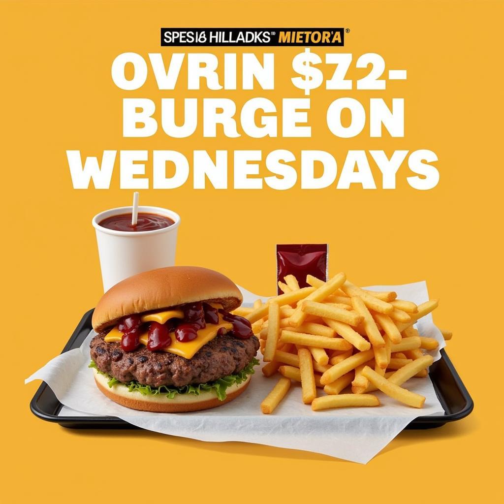 Wednesday Fast Food Deals: Juicy burger and crispy fries on a tray, showcasing a typical Wednesday fast food deal.