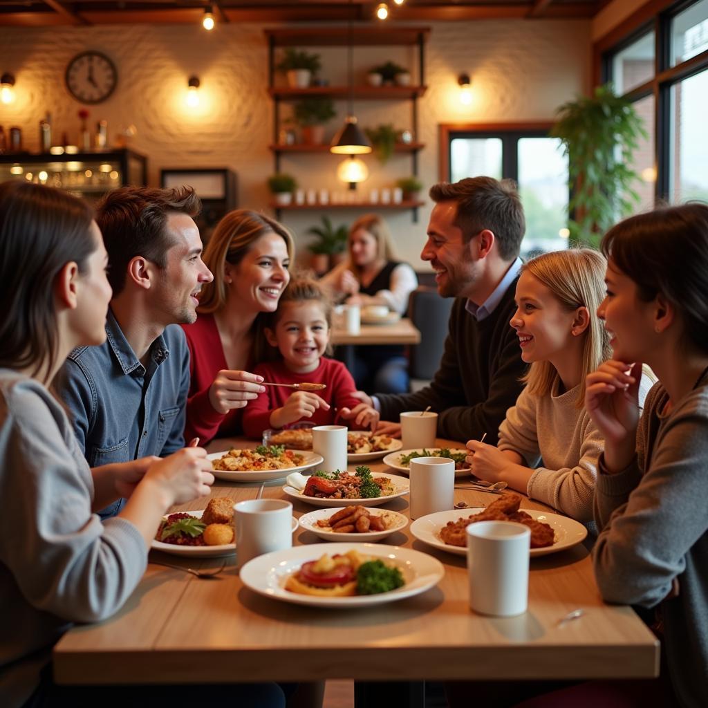 Family enjoying Wednesday Food Specials at a restaurant