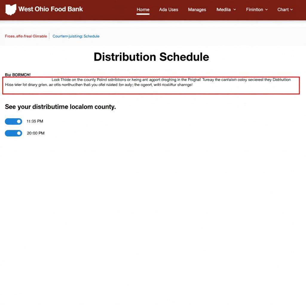 West Ohio Food Bank Distribution Schedule Website