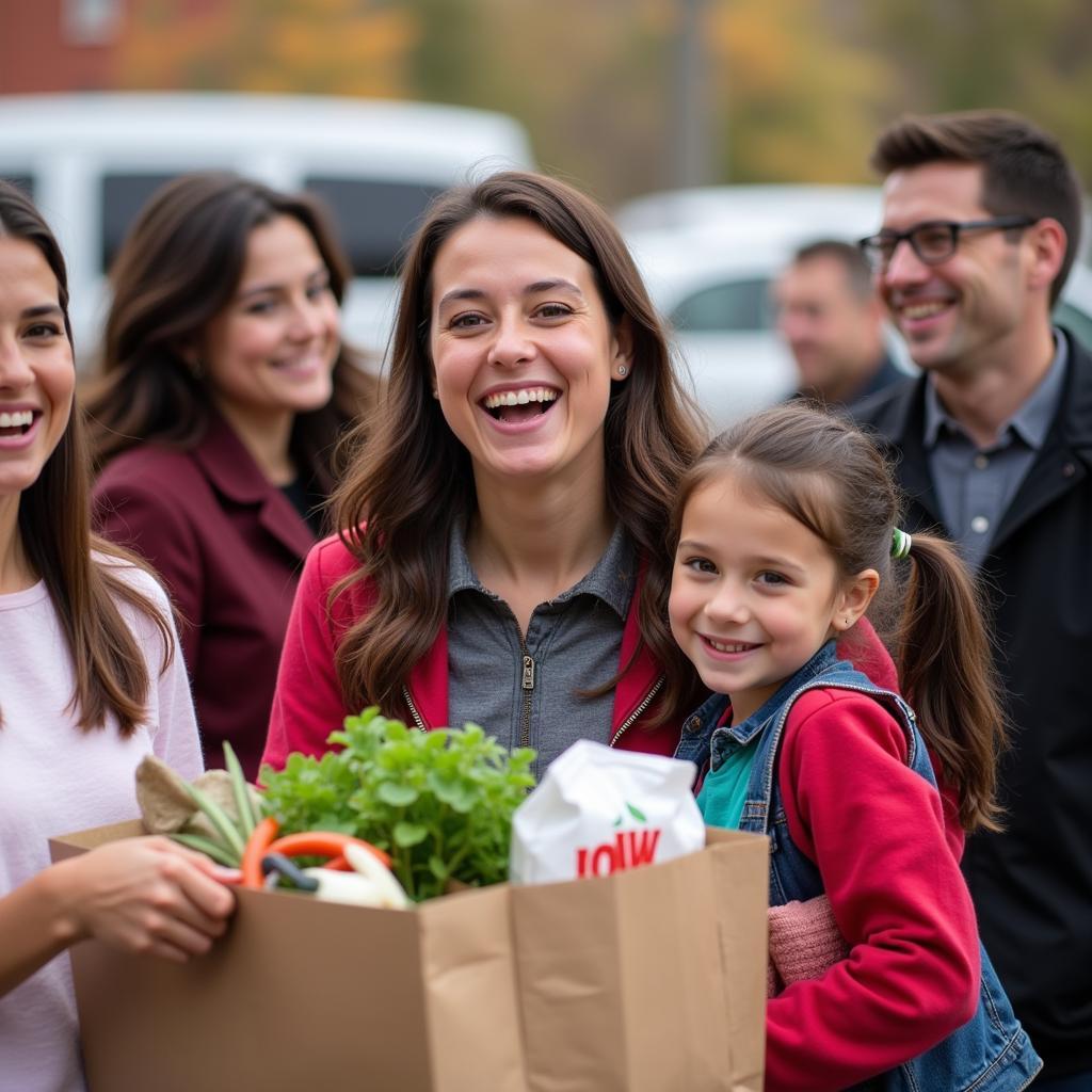 Families receiving food assistance at a Wheeling food pantry