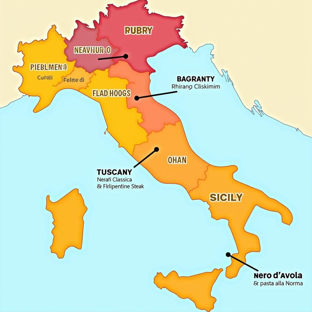 Italian Wine Regions and Food Pairing Map