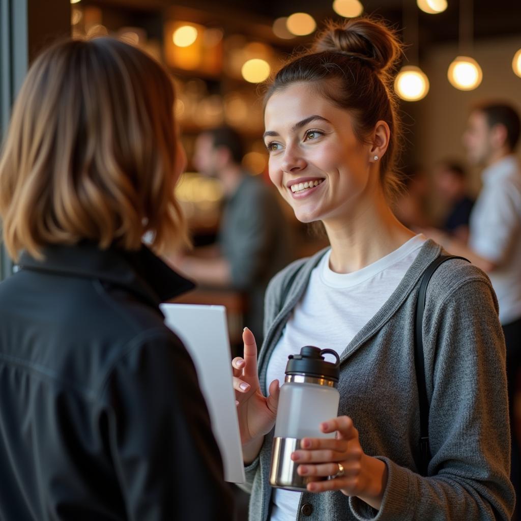 Woman Inquiring About Food and Drink Rules