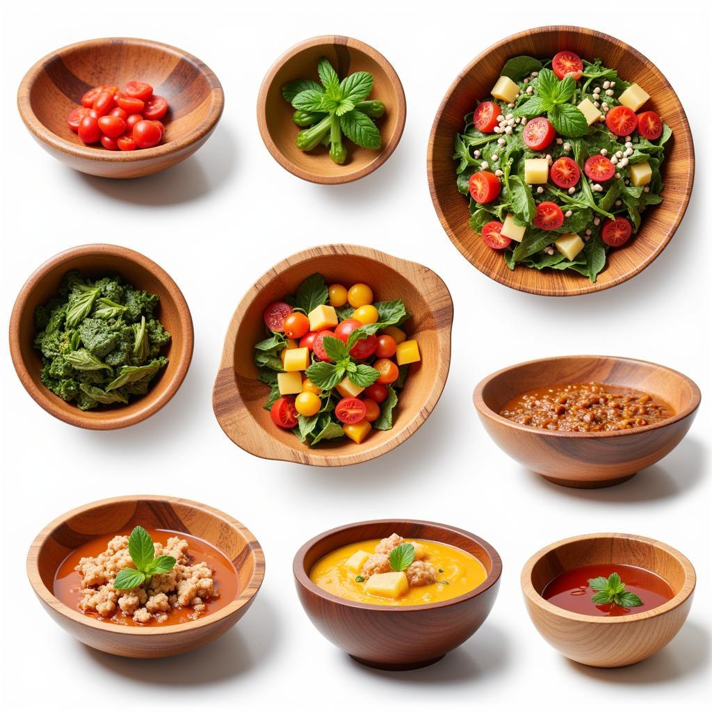 Variety of Wood Food Bowls