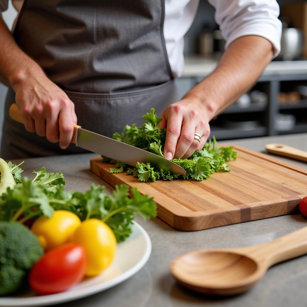 Wooden Cutting Board and Utensils