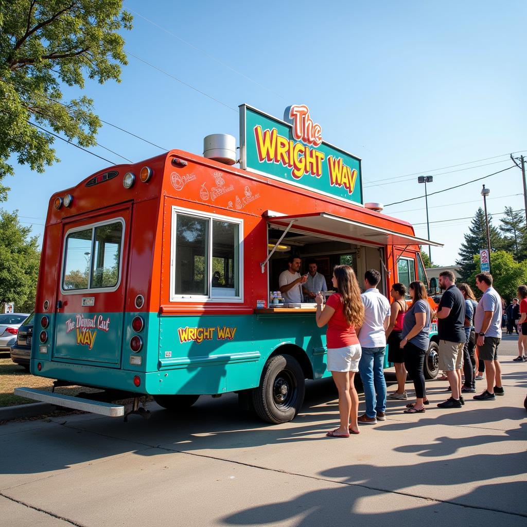 The Wright Way Food Truck parked at a busy street food market