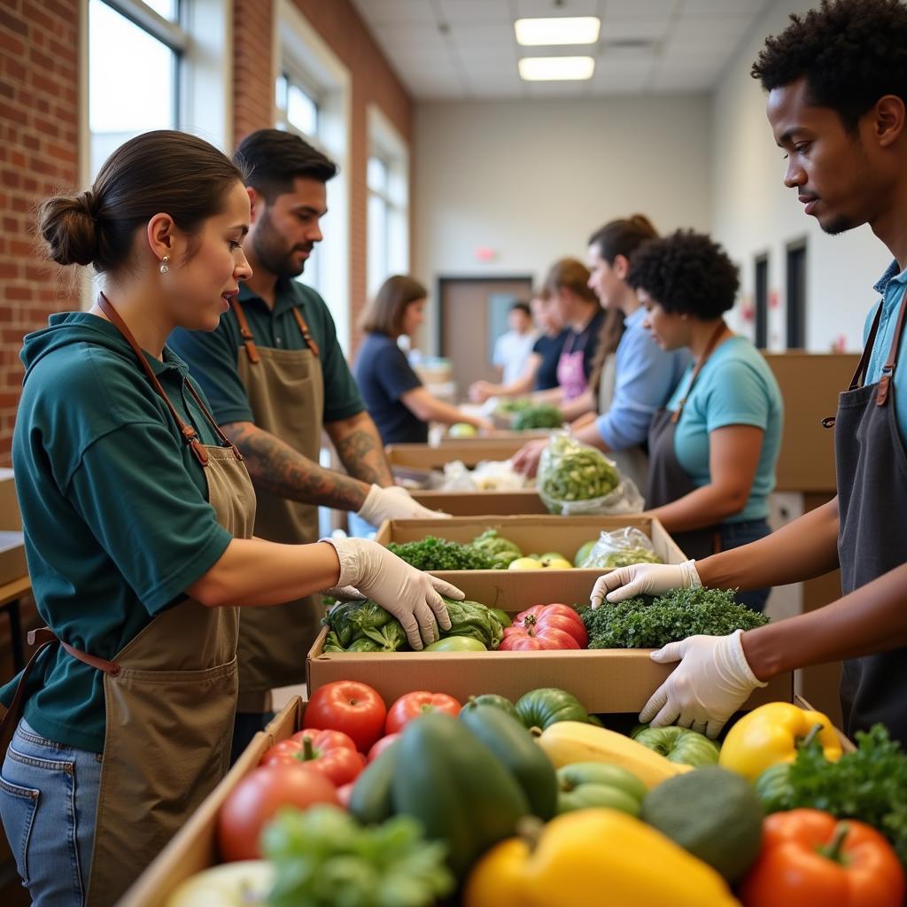 Volunteers distributing food at the Wylie Food Bank