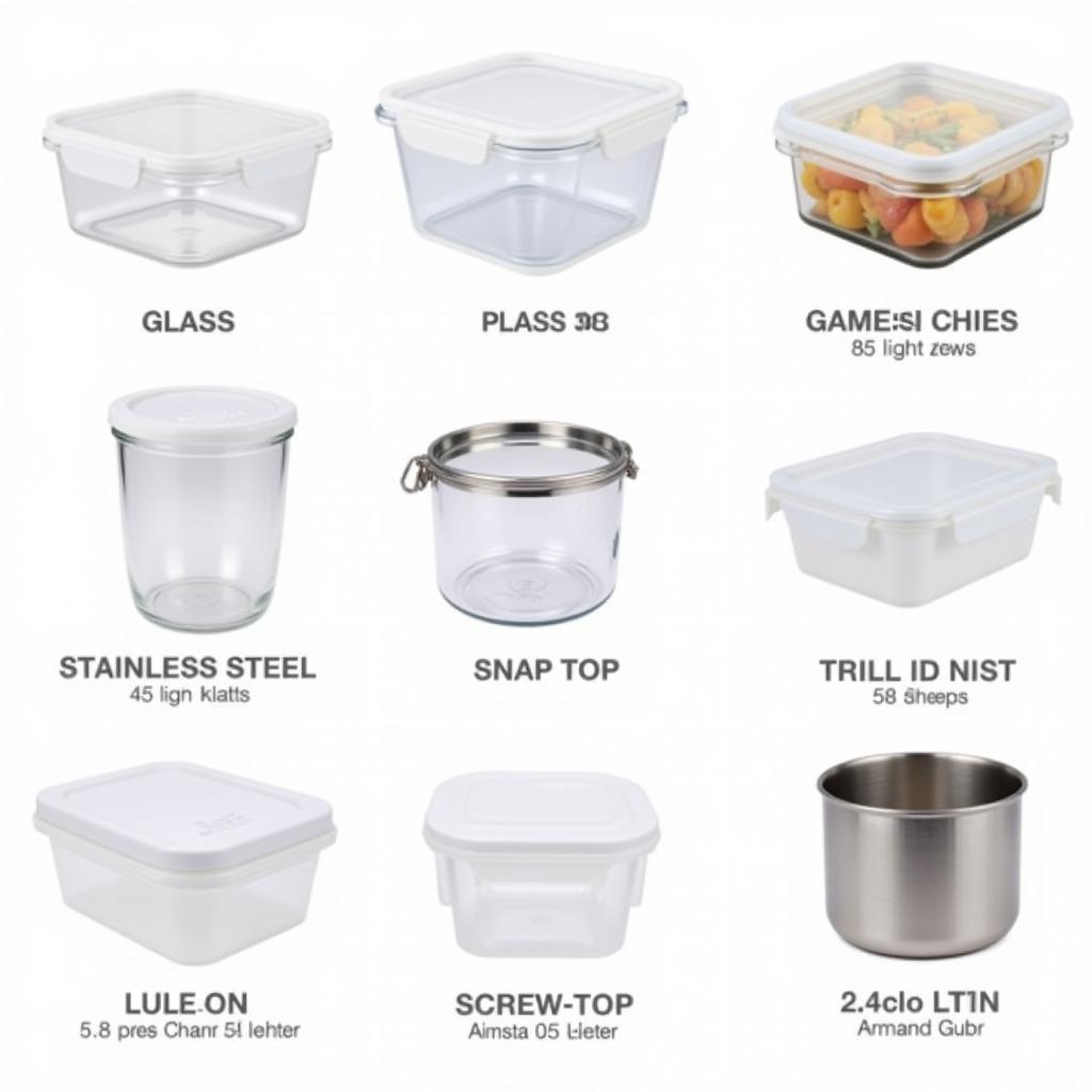 Different types of 2.5 l food storage containers