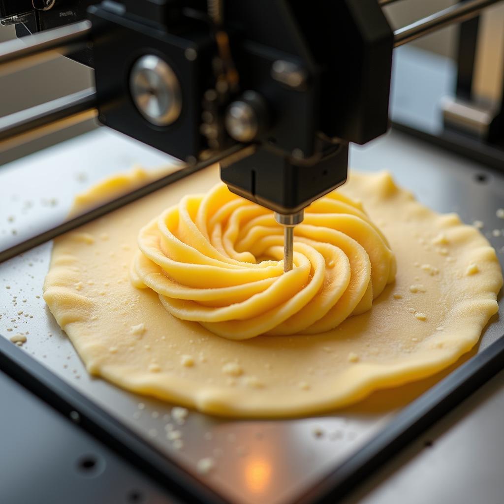 3D food printer extruding pasta dough