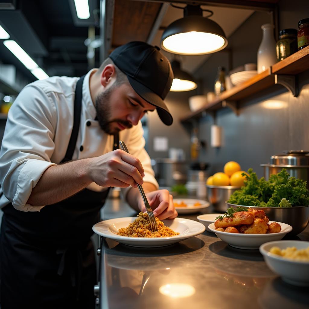 757 Food Truck Chef Preparing a Dish