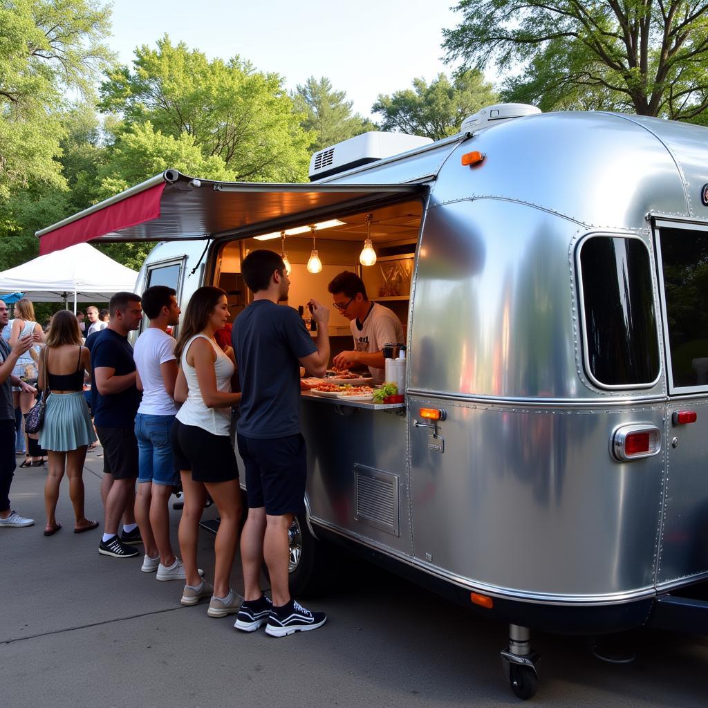 Airstream Food Trailer Serving Customers