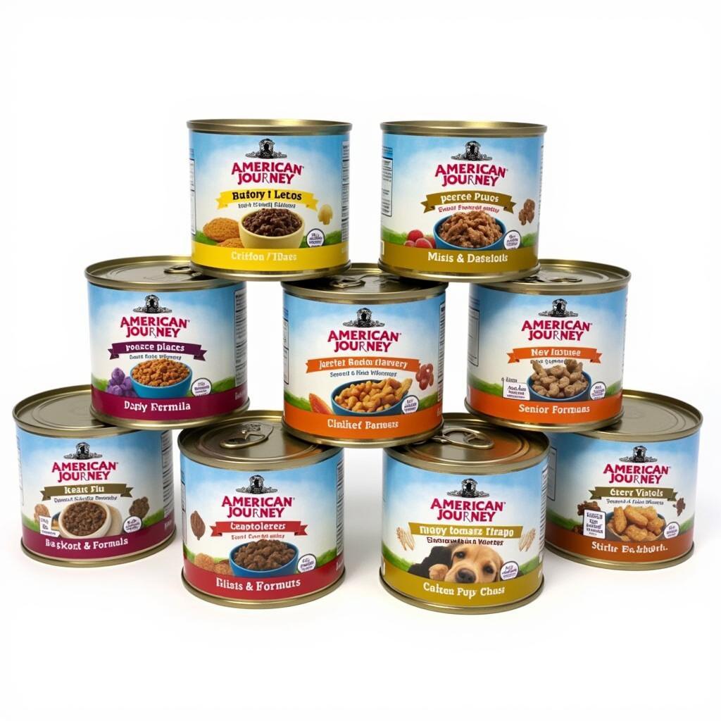 Various Cans of American Journey Wet Dog Food