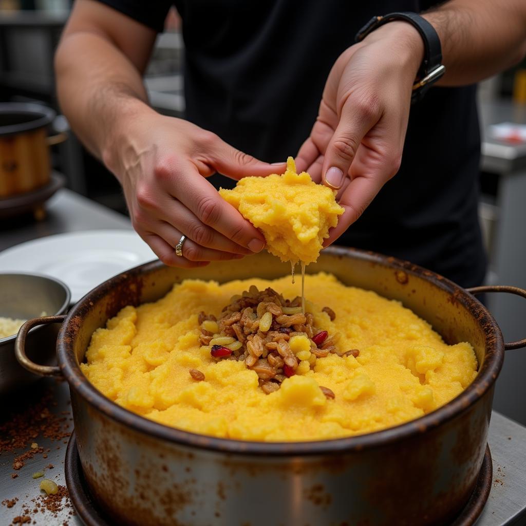 Areyto Food Truck Preparing Mofongo