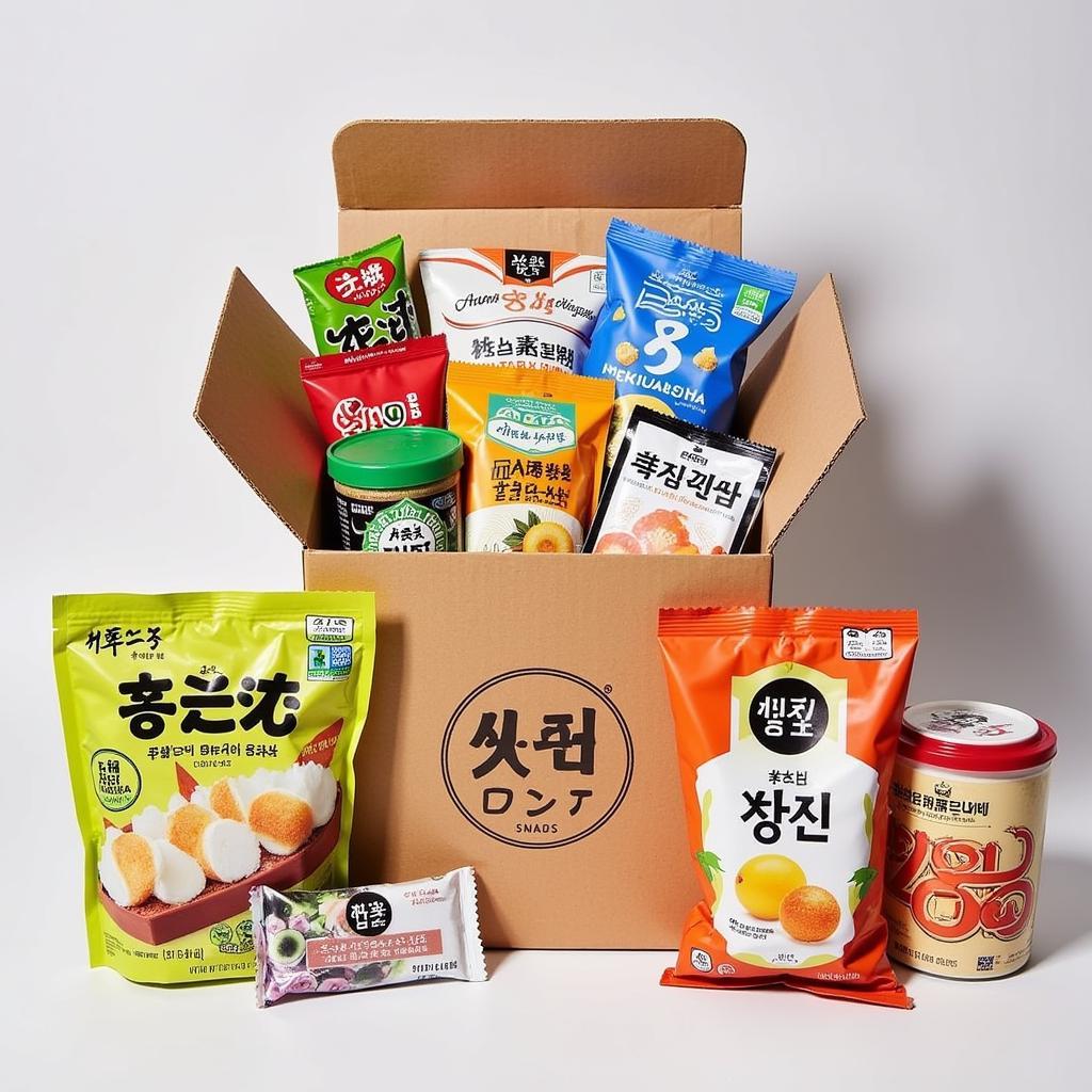 A colorful assortment of Asian food subscription boxes.