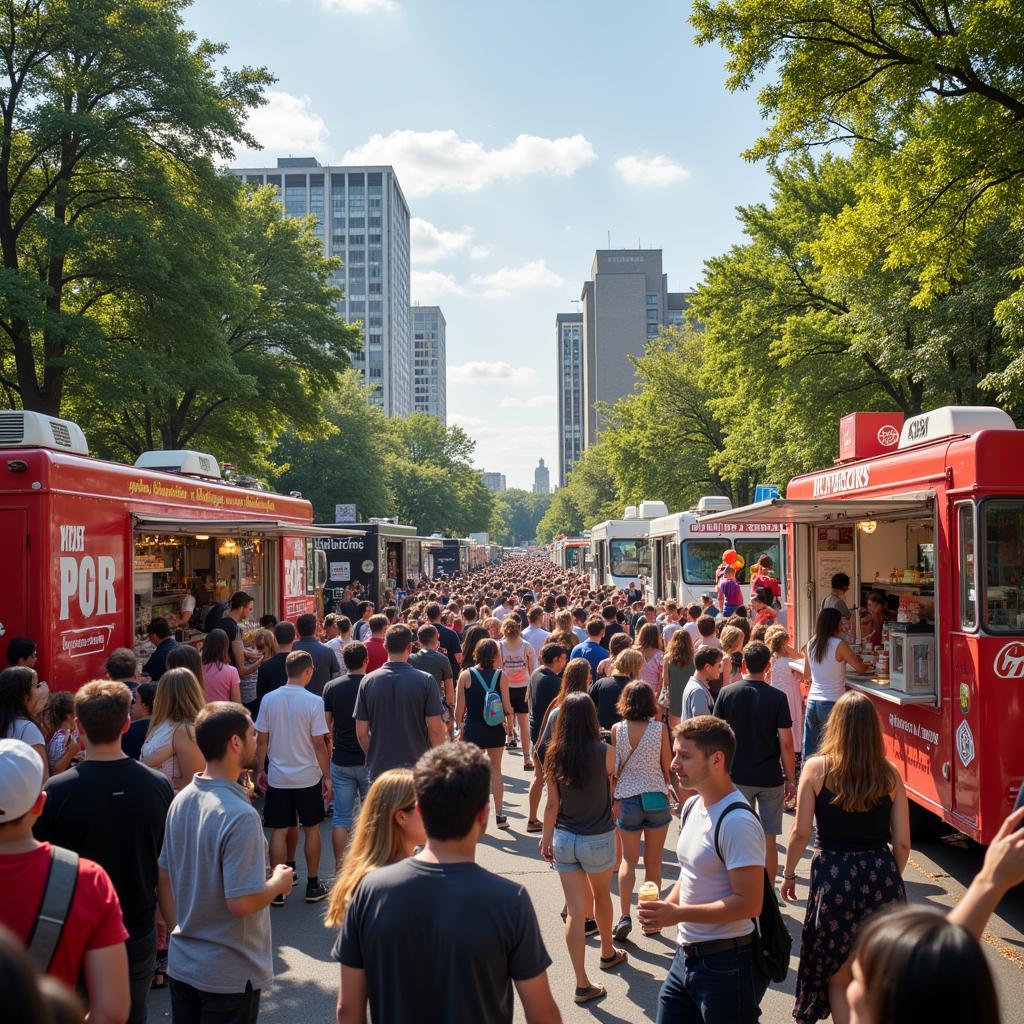 Crowds Enjoying Food Truck Friday in Atlanta