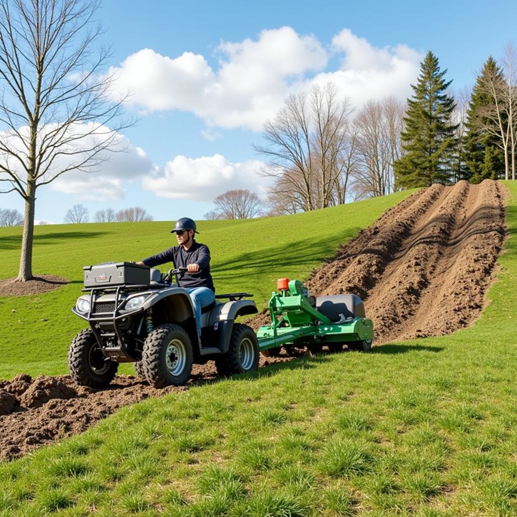 ATV-Mounted Cultipacker on Hilly Terrain for Food Plots