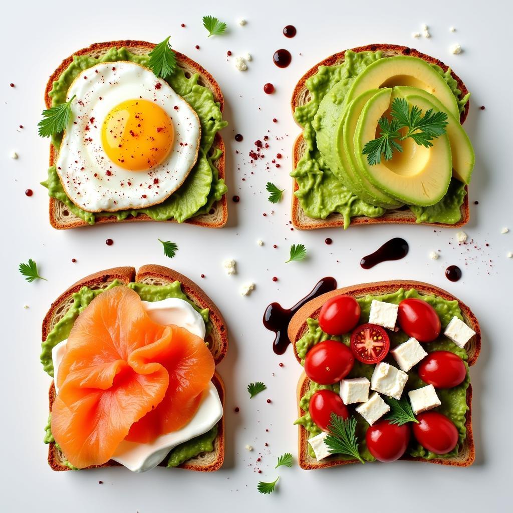 Avocado Toast with Different Toppings