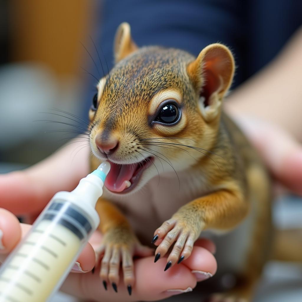 Baby Squirrel Drinking Formula