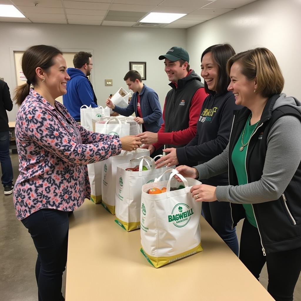 Volunteers at the Bagwell Food Pantry assisting families in need