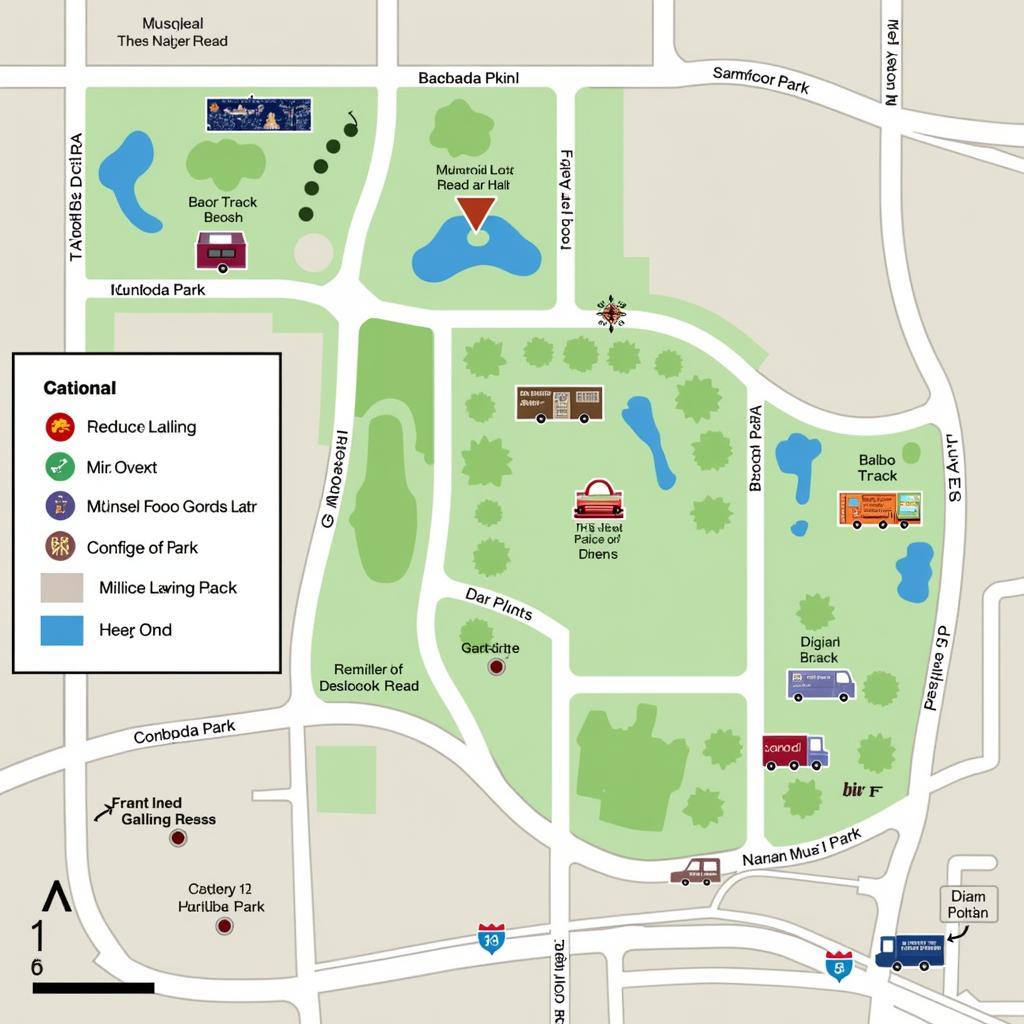 Map showing designated food truck areas in Balboa Park.