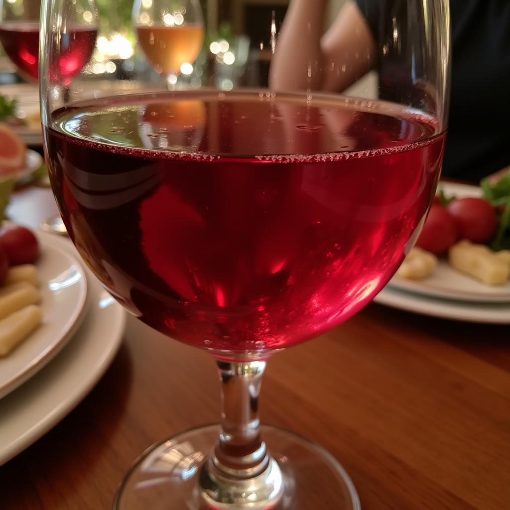 A glass of Beaujolais Nouveau wine.