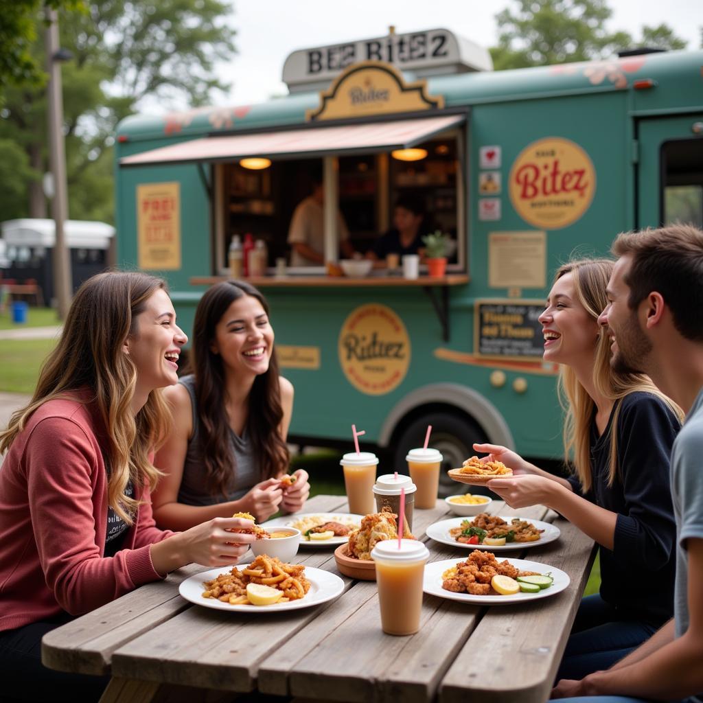 Happy Customers Enjoying Food from Beez Bitez Food Truck