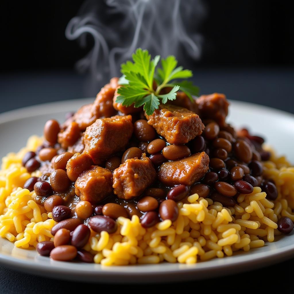 Belizean Rice and Beans with Stew Chicken